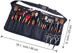 Artist Professional Portable Makeup Brush Waist Bag Case Foldable Fibre Cloth Cosmetic Brush Pouch Holder Multi Pockets with Belt Strap Bag (Brushes Not Included)