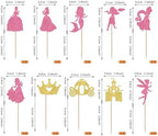 Rsstarxi 40 Pack Princess Cupcake Toppers Pink Glitter Fairy Mermaid Girl Castle Carriage Crown Cupcake Picks for Princess Theme Baby Shower Girls Birthday Party Cake Decorations Supplies