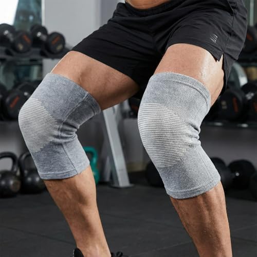 Bamboo Knee Sleeve, Breathable Compress Bamboo Knee Sleeves Elastic Warm Knees Brace Relieve Knees Pain Leg Sleeves for Women Men Running Volleyball Gym Weightlifting(X-Large)