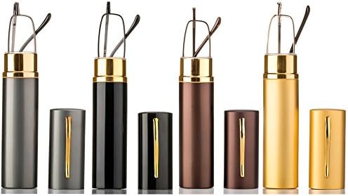 Newbee Fashion -4 Pack Compact Reading Glasses in Aluminum Case Spring Hinged Metal Reading Glasses in Tube Portable Light Weight Reading Glasses 1.75