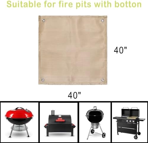 Fire Pit Mat & Tent Stove Mat, 40"x40" 940°F Fireproof Mat for Under Fire Pit Wood Stove, Fits for Solo Stove, Fire Pit Accessories for Outdoor Camping, Fire Blanket for Deck Tent Floor Protection