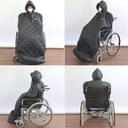 Waterproof Windproof Winter Wheelchair Full Body Warm Blanket, Fleece Lined Wheelchair Cosy Cover with Hood Rain Coat Poncho Cover for Adults Wheelchair Users Full Body Protection Blanket