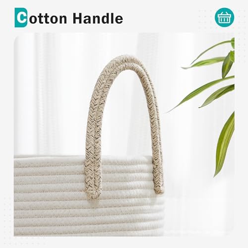 Cotton Rope Laundry Basket by YOUDENOVA, 72L Woven Collapsible Laundry Hamper, Clothes Hamper with Reinforced Handles in the Laundry Room, Bedroom, Bathroom, Brown