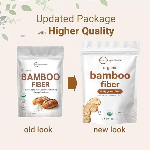 Organic Bamboo Fiber Powder, 2lbs | Keto Flour for Low-Carb Baking & Cooking | Low Calorie Flour | Rich in Silica, Prebiotics, & Minerals | Non-GMO, Keto Friendly, Gluten Free