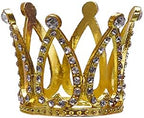 2Pcs Mini Infant Crown Baby Princess Tiara Cake Topper Crystal Rhinestone Small Gold Cupcake Crown for Newborn Photo Prop Royal Prince Themed Birthday Wedding Christmas Party Decorations