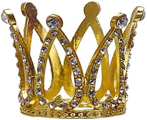 2Pcs Mini Infant Crown Baby Princess Tiara Cake Topper Crystal Rhinestone Small Gold Cupcake Crown for Newborn Photo Prop Royal Prince Themed Birthday Wedding Christmas Party Decorations