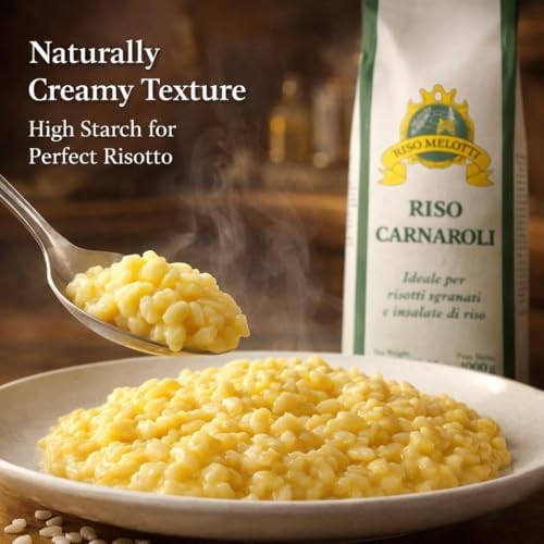 Riso Melotti Carnaroli Rice – 2.2 lb (1 kg) – Premium Italian Risotto Rice, High Starch for Creamy Texture, Ideal for Risotto & Rice Dishes – Product of Italy