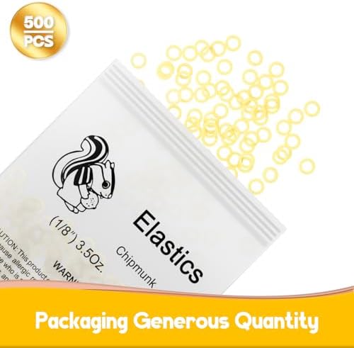 500 Pcs Orthodontic Elastic Rubber Bands, 3.5 Ounces Heavy Dental Rubber Traction Bands, Free Elastic Placer for Braces (1/8",Chipmunk)