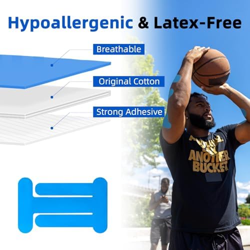 IEADEN Precut Kinesiology Tape for Elbow, 10 Pcs - Elbow Support & Stability, Elbow Pain Relief Athletic Tape - Waterproof & Elastic, Breathable Hypoallergenic Latex-Free Tape, Blue