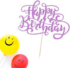 Kaoenla Glitter Happy Birthday Cake Topper,Handmade for Birthday & Anniversary Party Decor(purple)