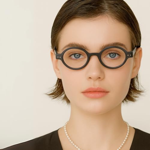 2SeeLife Small Round TR-90 Reading Glasses for Men & Women - Narrow-Medium Fit, Sturdy Frame, Spring Hinges, Retro Readers, Black, +2.50
