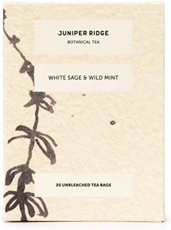 Juniper Ridge White Sage & Wild Mint Botanical Tea - Earthy, Herbal, & Bright Mint Notes - Vegan, Caffeine Free & Gluten Free - 20 Unbleached Teabags