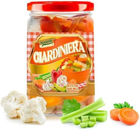 Sanniti Giardiniera | Pickled Mixed Vegetables | Cauliflower, Carrots, Celery, and Peppers | Kosher, 29 oz
