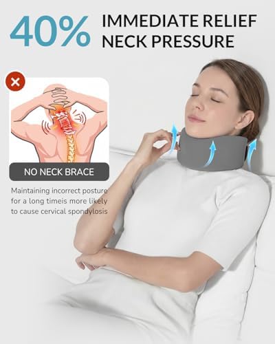Neck Brace - Memory Foam Neck Brace for Neck Pain and Support, Adjustable Cervical Collar Keep Vertebrae Stable, Relief of Cervical Spine Pressure, Ideal for Travel, Workers & Neck Injury Recovery
