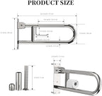 Toilet Grab Bar 22.4 Inch, YuanDe Flip Up Grab Bar with Paper Holder, Polished Chrome Anti-Slip Safety Bars for Toilet, Stainless Steel Knurled Toilet Handles for Seniors Disabled Elderly Pregnant