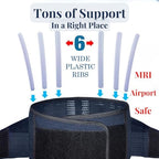 AVESTON Back Support Lower Back Brace for Back Pain Relief: Thin Breathable Rigid 6 ribs Adjustable Lumbar Support Belt for Men/Women Keeps Spine Straight and Safe – Belly size 38-45" Large