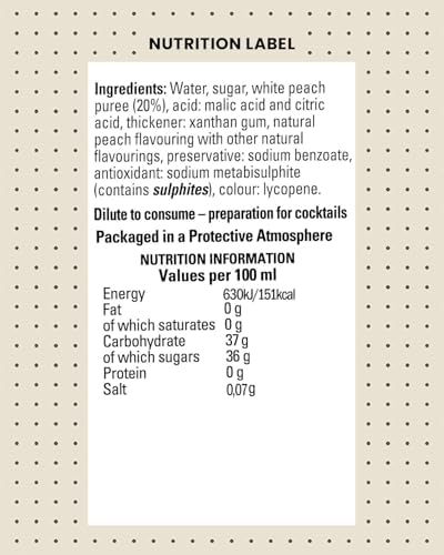 Finest Call Premium White Peach Fruit Puree, 1 Liter Bottle (33.8 Fl Oz)