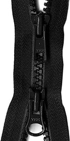 #5 Molded Vislon YKK Jacket 2-Way Separating Zipper - Choose Your Color & Length - Made in The United States (1 Zipper Per Pack) (Black, 29" Inches)