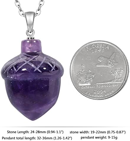Nupuyai Pack of 2 Hand-carved Mini Hazelnut Crystal Amulet Necklace Pendant for Women Men, Healing Spiritual Stone Pendant with Stainless Steel Chain