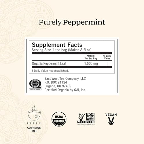 Yogi Tea - Purely Peppermint Tea (2 Pack) - Supports Healthy Digestion - Caffeine Free - 32 Organic Herbal Tea Bags