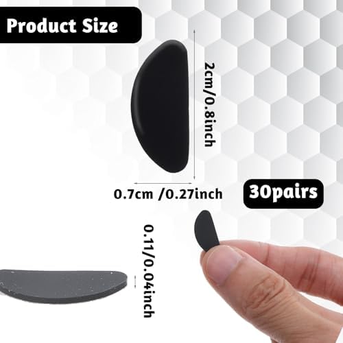 30 Pairs Eyeglasses Nose Pads Black Anti-Slip Soft Glasses Nose Pad Replacement Silicone Adhesive Transparent Eyeglass Noses Pads for Full Plastic Frames (Black 1.0mm)