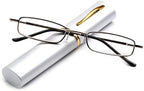 Newbee Fashion -"Pocket" Readers Ultra Compact Spring Temple Reading Glasses w/Portable Pocket Clip Aluminum Case 6 Packs