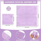 120 Pcs Purple Napkins,Scalloped Easter Paper Napkins Disposable Lavender Cocktail Napkin Lilac Beverage Dessert Napkin for Birthday Wedding Bridal Baby Shower, 5 x 5 Inch