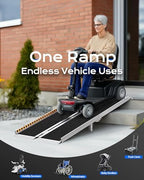 Portable Wheelchair Ramp 5ft, Non-Skid Aluminum Ramps for Wheelchairs for Home Steps, 800 LBS Capacity Handicap Ramp for Doorway, Threshold, Front Porch, Entry, Stairs 60" Lx 29.2" Wx2H