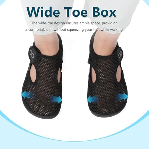 XIHALOOK Womens Flat Sandals Closed Toe Summer Breathable Mesh Sandals for Beach Travel Casual Walking Shoes Zero Drop Wide Barefoot Shoes