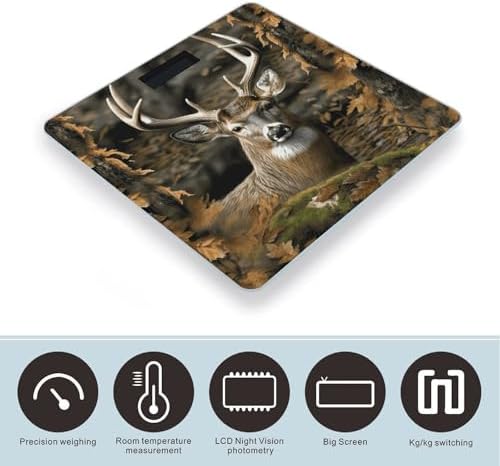 Camouflage Deer Weight Scale for Body Weight Digital Bathroom Scale High Capacity Accurate Digital Weighing Scales and Easy-to-Read on Backlit LCD Display