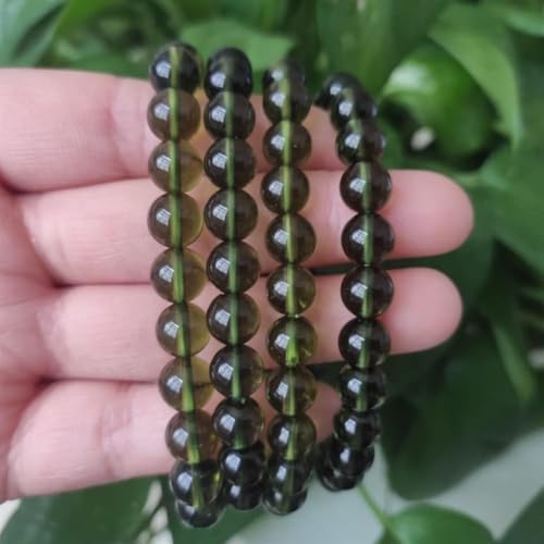 Natural Moldavite Green aerolites Czech Crystal Stone Raw Stone Grinding 8mm Bead Meteorite Bracelet Czech Meteorite Bracelet (Size : 1pcs)
