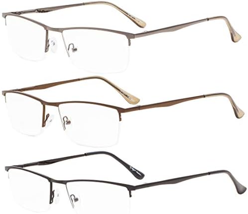 CessBlu 3 Pairs Half-rim Reading Glasses Design Reader Eyeglasses for Men Women Reading