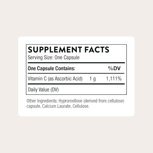 THORNE - Vitamin C 1,000 mg Supplement - Supports Healthy Immune Function & Collagen Formation - Provides Antioxidant Benefits* - Third-Party Certified - Gluten, Dairy & Soy-Free - 60 Capsules