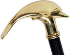 Brass Dolphin Walking Stick Cane - Party Dress Wood Cane for Women, Men, Seniors Balance - Fancy Wooden Stick for Mobility Aids, Stability, Knee Support - Elderly Assistance Products - 38" Brass