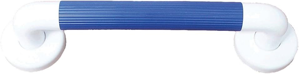 Aidapt Blue Safety 300mm (12") Ribbed UPVC Plastic Grab Bar with Support Rail Aid