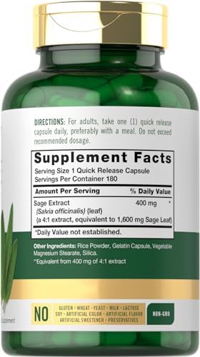 Carlyle Sage Supplement | 180 Capsules | High Potency | Non-GMO, Gluten Free