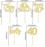 30 Pack Happy 40th Birthday Cupcake Toppers Gold Glitter Forty Cheers to 40 Years Old Birthday Cupcake Picks for Happy 40th Anniversary Party Cake Decorations