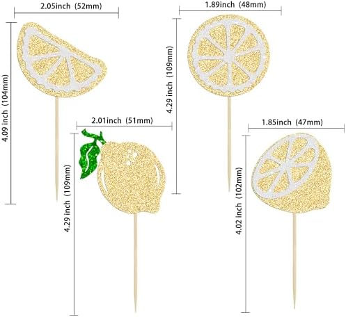 Gyufise 24Pcs Lemon Cupcake Toppers Glitter Fruit Theme Summer Lemonade Cupcake Picks for Kid Baby Shower Party Decorations Boy Girl Birthday Cake Party Supplies Gold