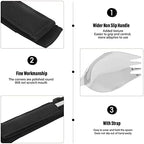 Adaptive Spoon, Adaptive Fork Spoon Prevent Slip Weighted Handle Stainless Steel Disabled Cutlery with Strap for Hand Tremors Arthritis