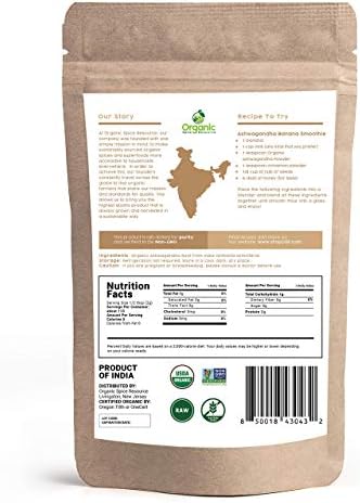Organic Ashwagandha Root Powder -8 Ounce | Lab Tested for Purity | Resealable Kraft Bag,Non-GMO, Indian Ginseng, Withania Somnifera -100% Raw from India, by SHOPOSR (8 oz)