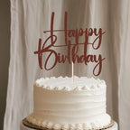 brown Happy Birthday Cake Topper, Happy Birthday Cake Bunting Deco, Baby Gender Reveal Party/Anniversary Party Decoration Supplies (6)
