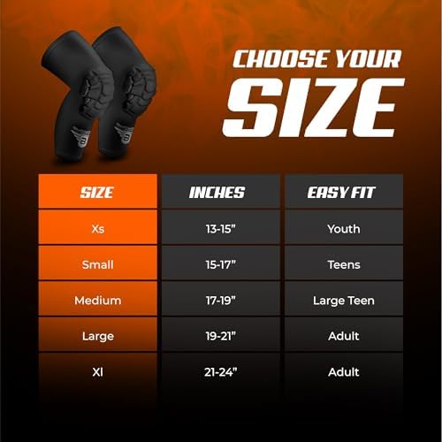 Pro Compression Padded Knee Sleeves Knee Pads Youth & Adult Basketball Football Wrestling Volleyball 1 Pair