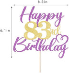Purple gold Happy 83rd Birthday Cake Topper 1PCS Glitter Happy Birthday Cake Topper for 83rd Anniversary Theme Party Cake Decorations Supplies
