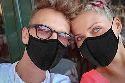 comfso 5 Pack (Large Size) 3Layer Face Masks with Adjustable Ear Loop Reusable and Washable Dust proof Cloth Mouth Protector for Women and Men