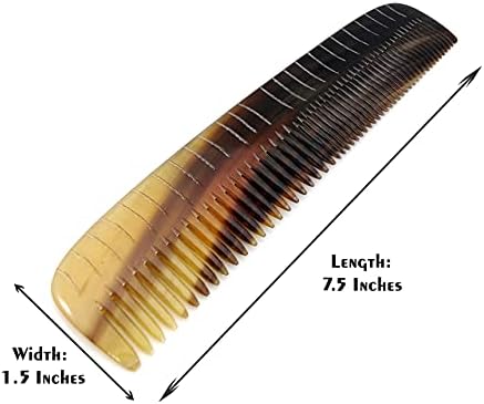 5MOONSUN5's Ox Horn Comb - Premium Quality 100% Handmade Anti Static Natural Fine Horn Pocket Comb Without Handle - Professional Detangling Massage - Great Gift - 7.5 inch