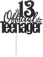13 Official Teenager Cake Topper, 13th Birthday Cake Topper, Hello 13 Cake Topper, Cheers to 13 Years, Boy Girl 13th Birthday Party Cake Decoration (black)