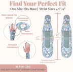 Carpal Tunnel Wrist Brace Left Hand, Right Hand for Women, Day or Night Compression Wrist Support Brace for Fitness, Keyboard Use, or Overnight Support, 2 Pack, Sage Green Floral Print