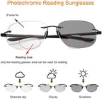 YIMI Photochromic Bifocal Reading Sunglasses Anti Blue Light Computer Glasses Rimless Transition Sun Readers for Women Men