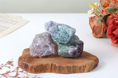 YATOJUZI Rainbow Fluorite 1.8-2.2" Natural Raw Stones and Healing Crystals Large Stone Rough Crystal Rocks for Tumbling Cabbing Polishing Fountain Rocks Decoration 1PCS