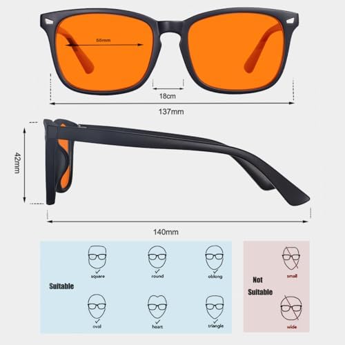 MAXJULI 99.9% Blue Light Blocking,Computer Reading/Gaming/TV/Phones Glasses for Women Men(Orange) 6001